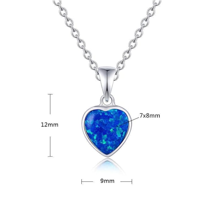 Lab Created Blue Opal Pendant Necklace Heart Shaped Sterling Silver
Pendant Style Necklace