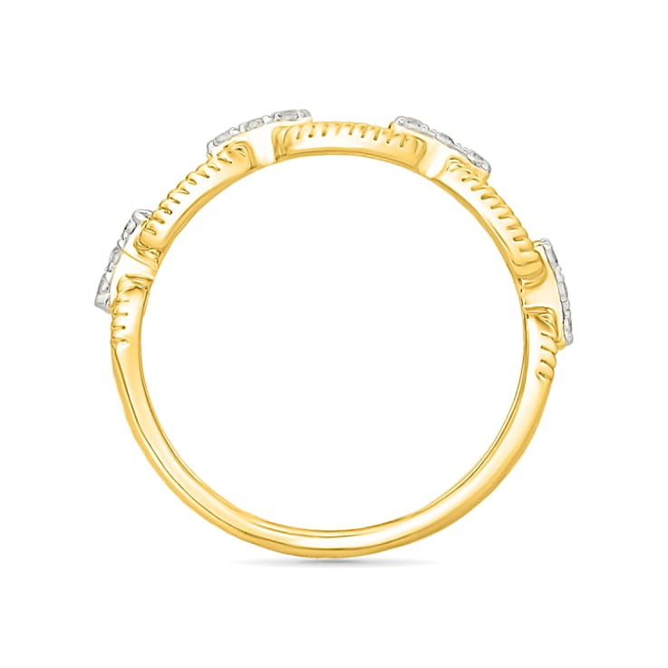 White Diamond Chain Link Ring In 14K Gold Over Sterling Silver 0.10ctw