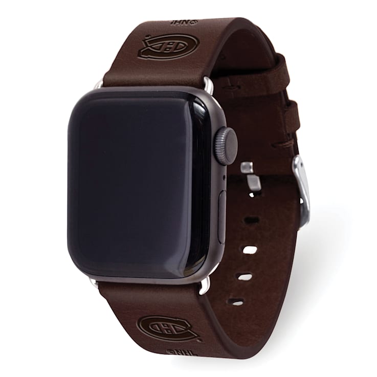 Gametime NHL Montreal Canadiens Brown Leather Apple Watch Band (42/44mm
S/M). Watch not included.