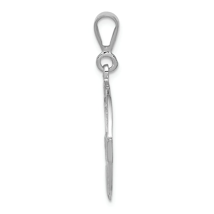 Rhodium Over 14k White Gold Textured Claddagh Pendant