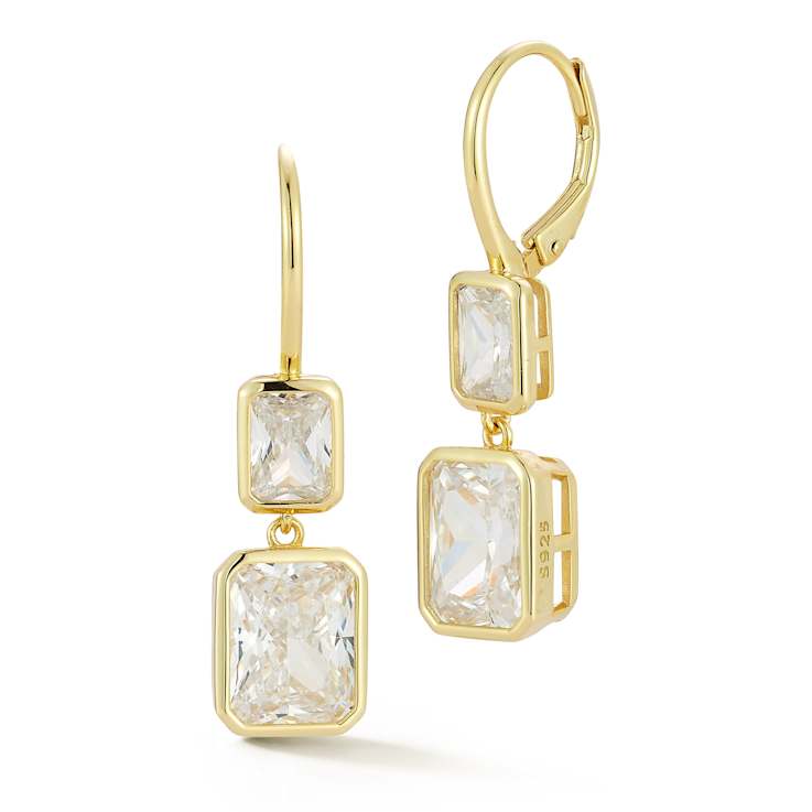 Rachel Zoe Graduated Emerald-Cut CZ Dangle Earrings in 14K Gold Over
Sterling Silver