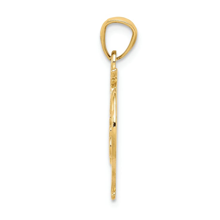 14k Yellow Gold Diamond-Cut and Textured 15 Anos Heart Pendant