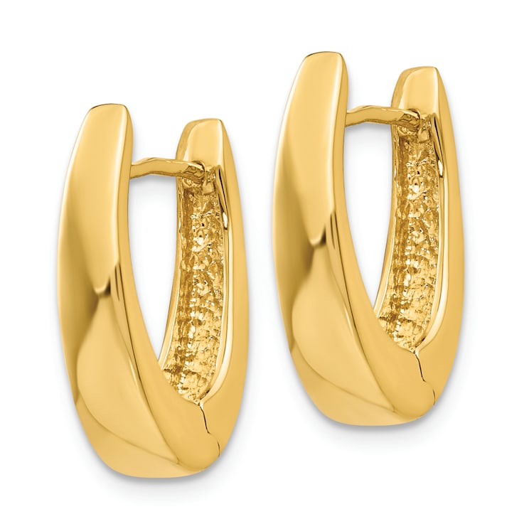 14k Yellow Gold Polished Hinged Hoop Earrings