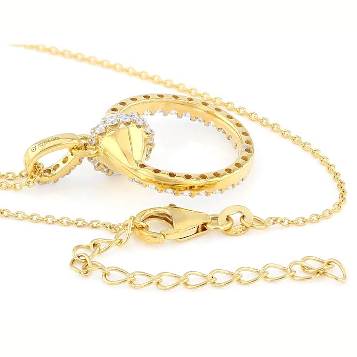 Elegant Lab-Grown Diamond Pendant Necklace 1.20ctw In 18K Gold Over
Sterling Silver