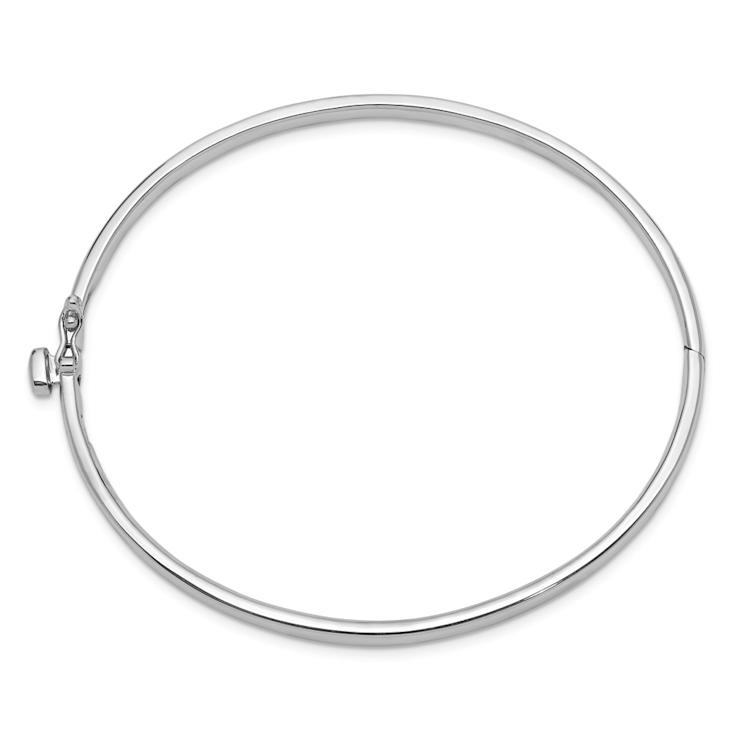 Rhodium Over 14k White Gold 3.6mm Polished Hinged Bangle Bracelet