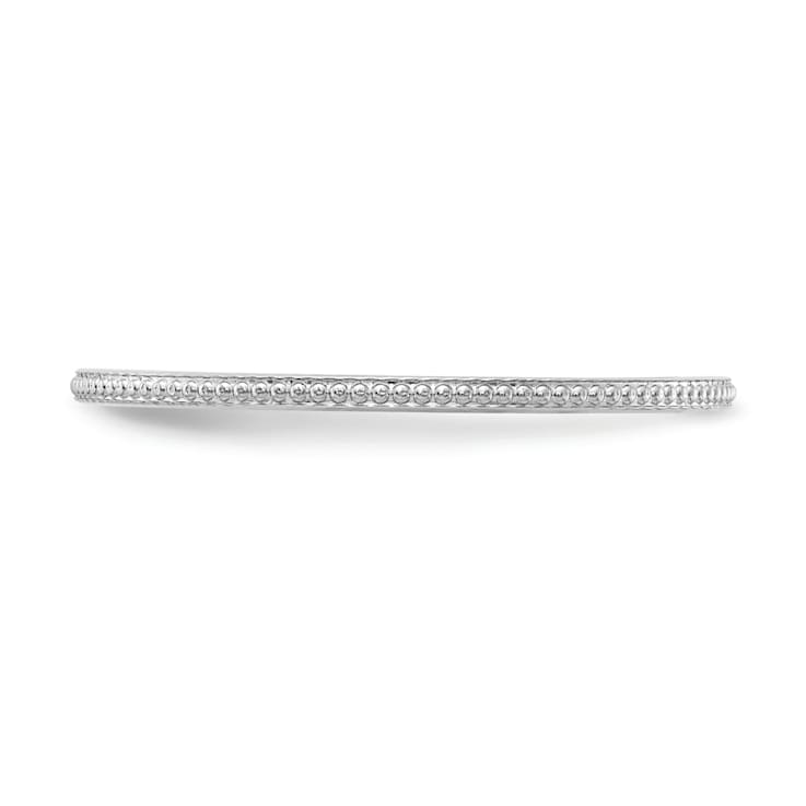 Rhodium Over 10K White Gold 1.2mm Bead Stackable Expressions Band