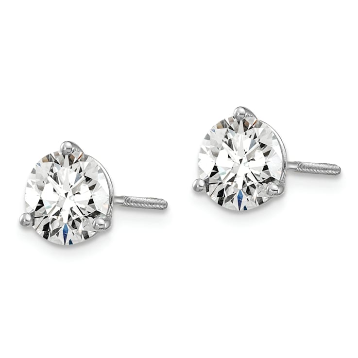 Rhodium Over 14K Gold Certified Lab Grown Diamond 1 1/2ct. VS/SI GH+, 3
Prong Screwback Earrings