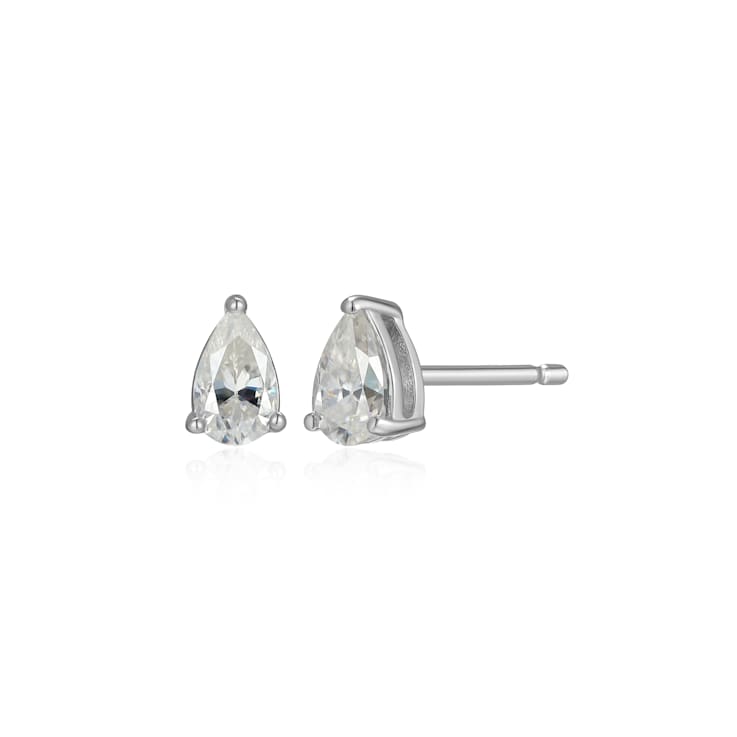 Pear Shape Moissanite Platineve Stud Earrings 0.50ctw DEW