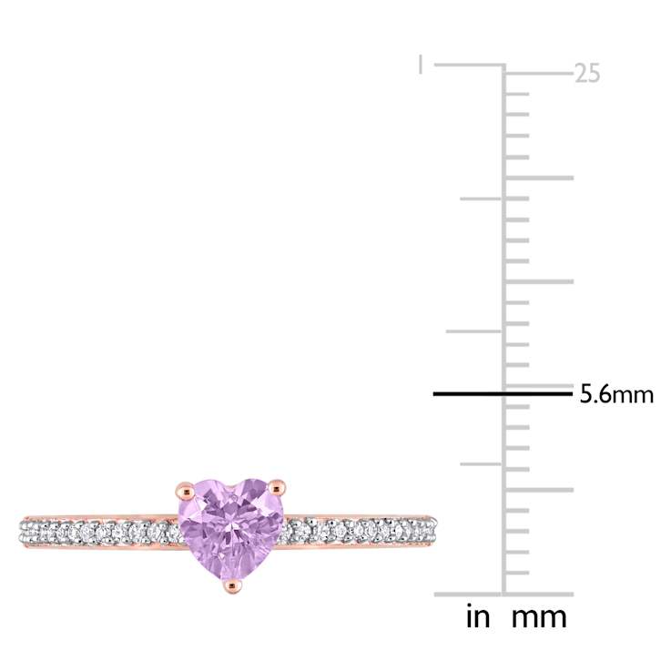 Rose de France and Diamond 10K Rose Gold Ring 0.48ctw