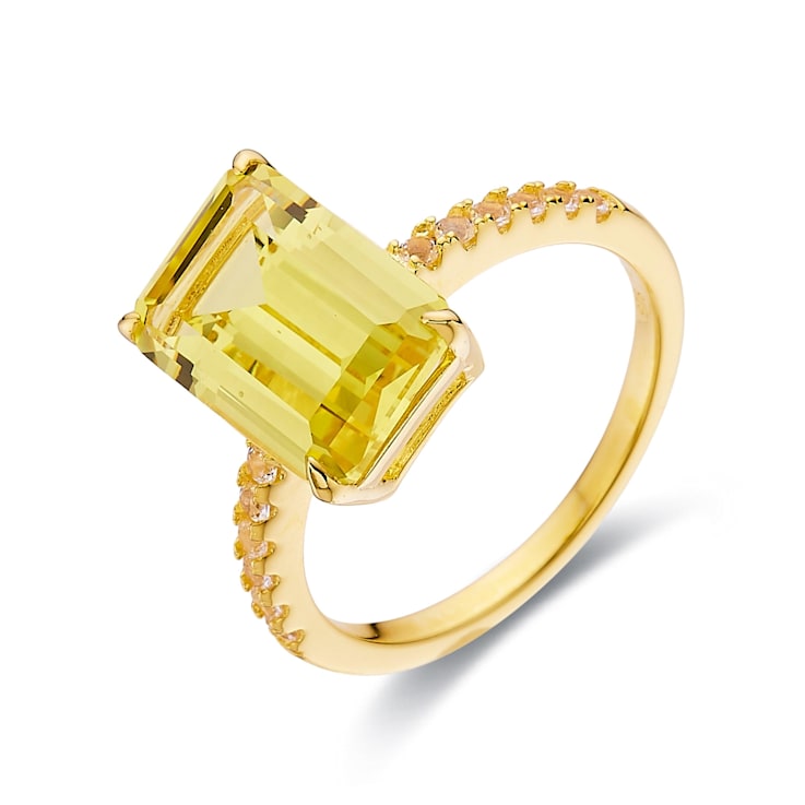Lab Created Yellow Sapphire with White Topaz Accents 18K Yellow Gold
Over Sterling Silver Ring