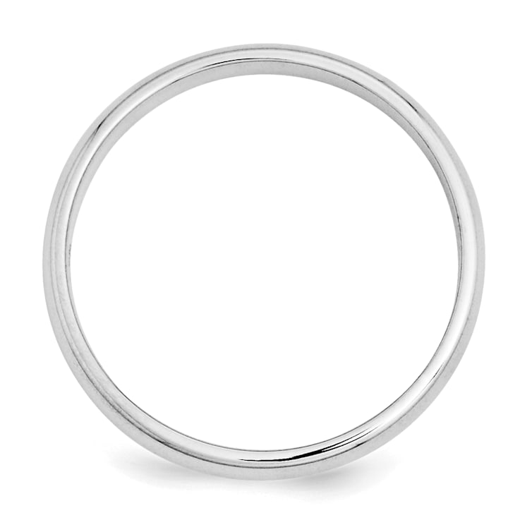 Rhodium Over Sterling Silver 3mm Half-Round Band