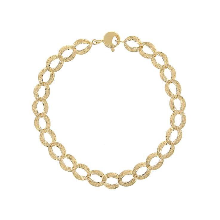 Italian Grumetta Reversible Link Bracelet In Solid 14K Yellow Gold