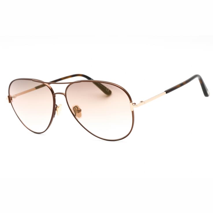 Tom Ford Shiny Dark Brown Aviator Frame /  Brown Mirrored Lenses Sunglasses