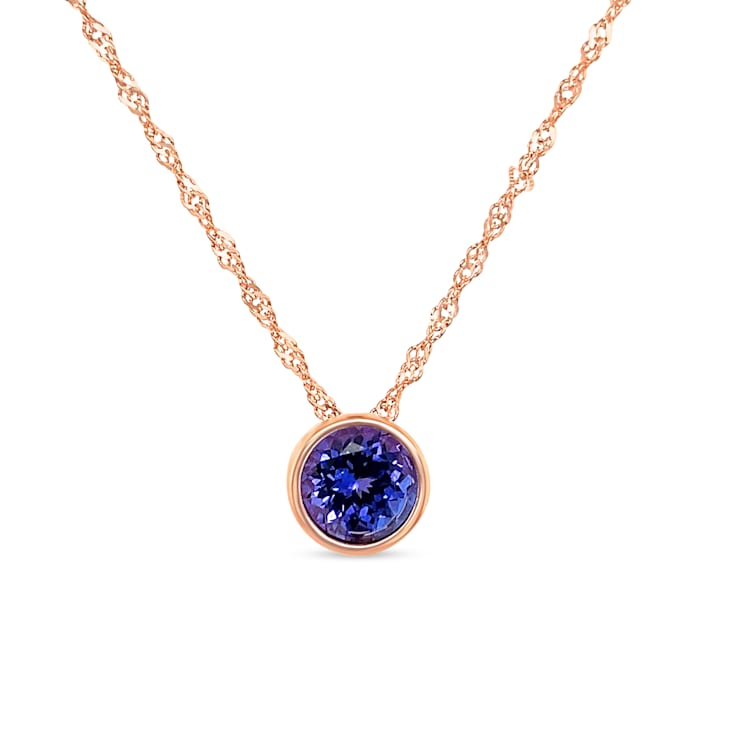 18K Rose Gold Over Sterling Silver 6mm Round Tanzanite Pendant