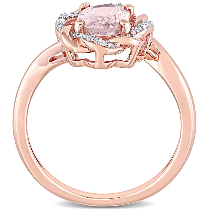 1.17ctw Morganite And 0.10ctw Diamond 10k Rose Gold Ring