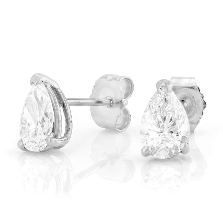 Lab-Grown Diamond Pear Shape Martini Stud Earrings In 14K White Gold 1.00ctw