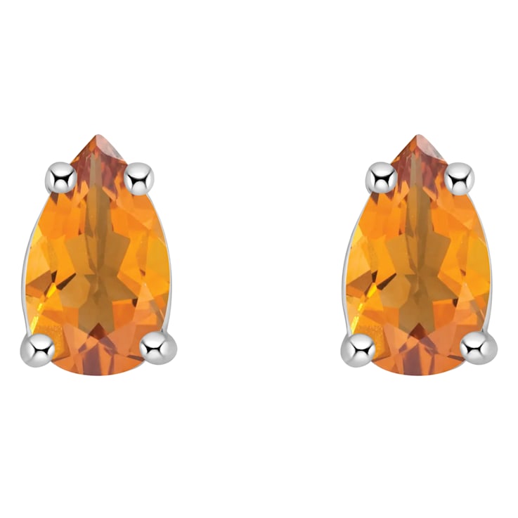 5x3mm Pear Shape Citrine 14k White Gold Stud Earrings