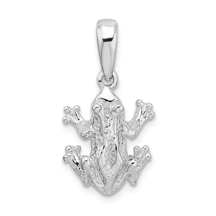 Rhodium Over Sterling Silver Polished Frog Pendant