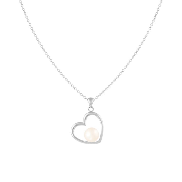 7.5-8mm Button White Cultured Freshwater Pearl Rhodium Over Sterling
Silver Pendant