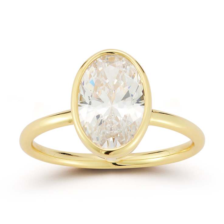 Rachel Zoe Oval CZ Solitaire Ring in 14K Gold Over Sterling Silver