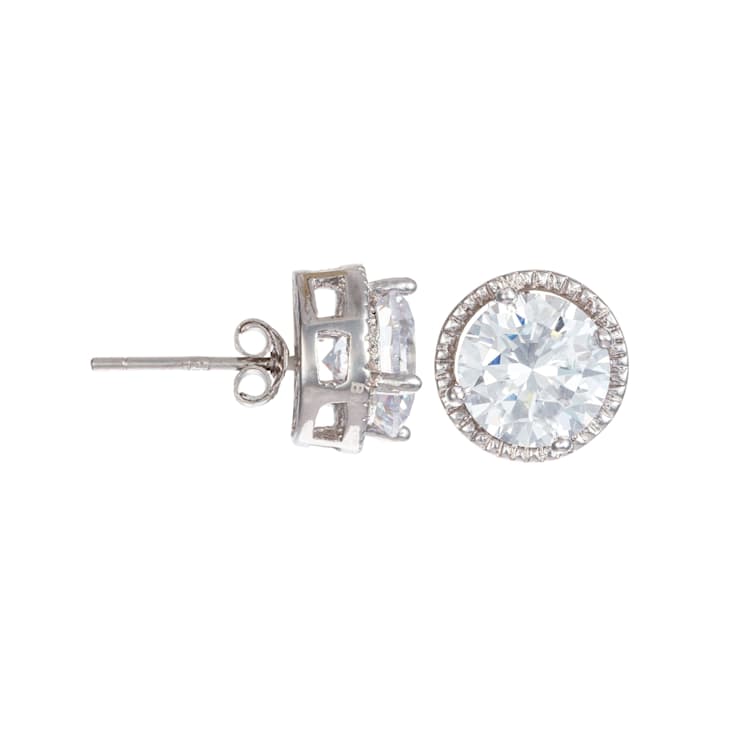 CZ Stud Earrings In Sterling Silver