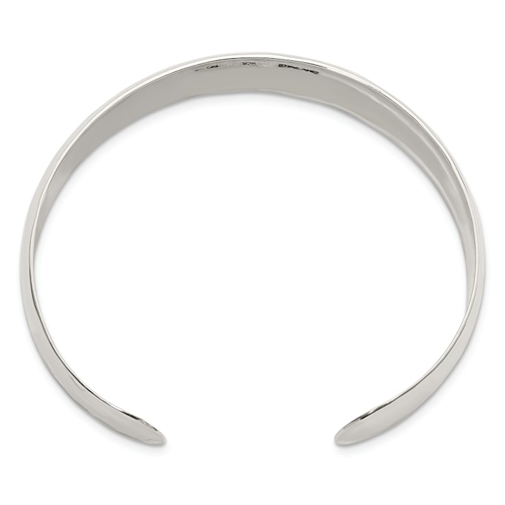 Sterling Silver 13.5mm Hammered Cuff Bracelet