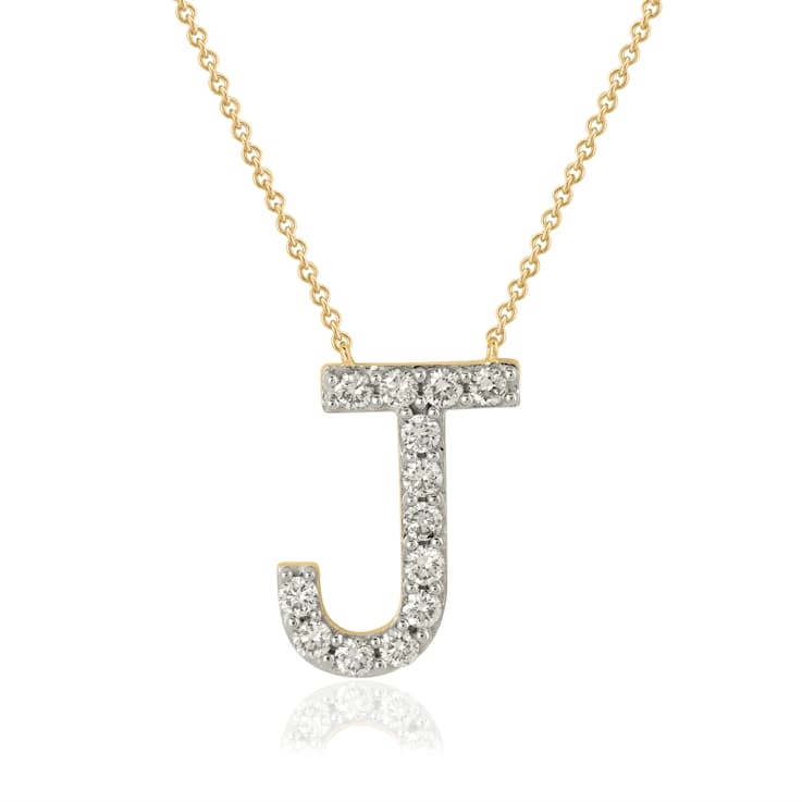 Lab-Grown Diamond Initial J Necklace In 14K Gold Over Sterling Silver 0.50ctw