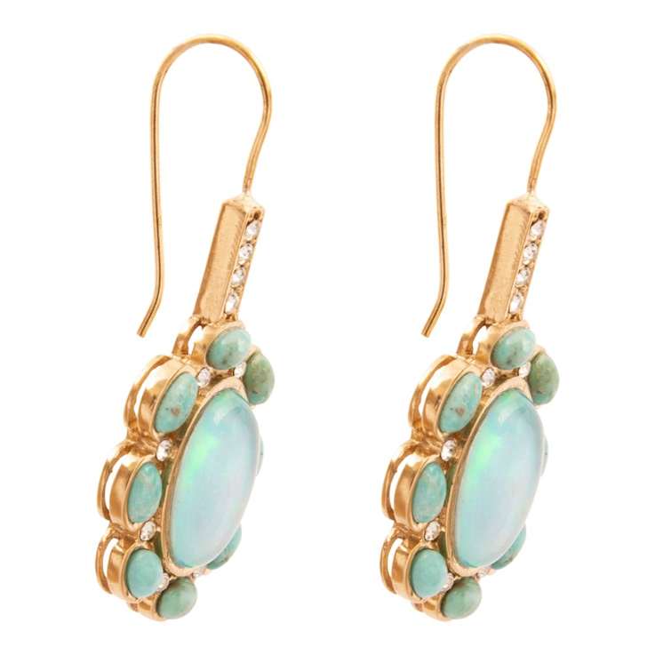 Barse Jewelry Aurora Blue Opal Golden Drop Earrings