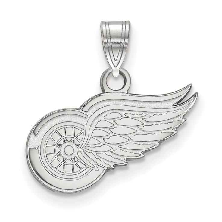 Rhodium Over Sterling Silver NHL LogoArt Detroit Red Wings Small Pendant