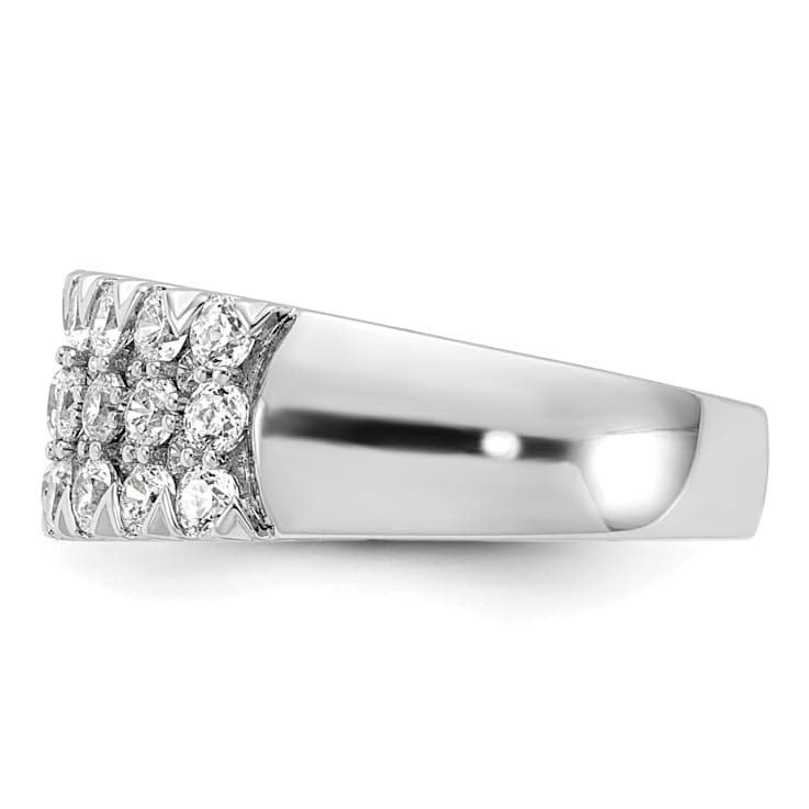 Rhodium Over 14K White Gold Pave Diamond Wedding Band 1.59ctw