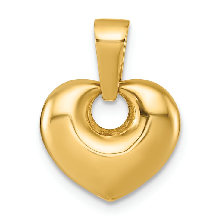 14K Yellow Gold Polished Puffed Heart Pendant