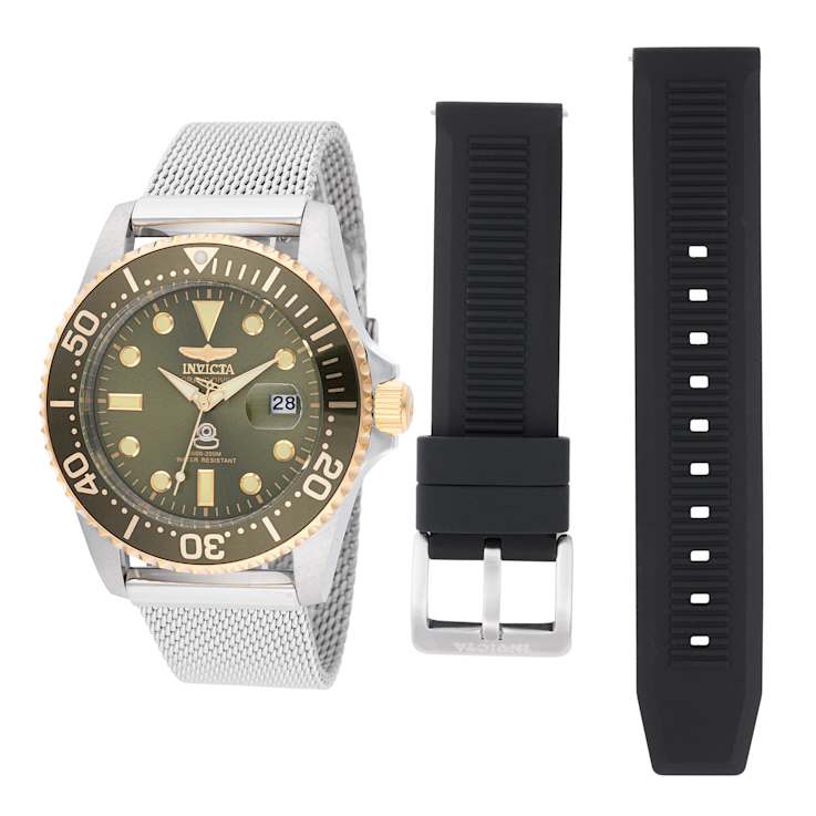 Invicta Pro Diver 42mm Military Green Dial Silicone, Stainless Steel
Band Quartz Watch
