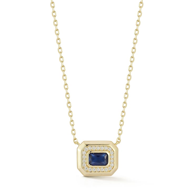 Rachel Zoe Blue Radiant-Cut CZ Pendant Necklace in 14K Gold Over
Sterling Silver