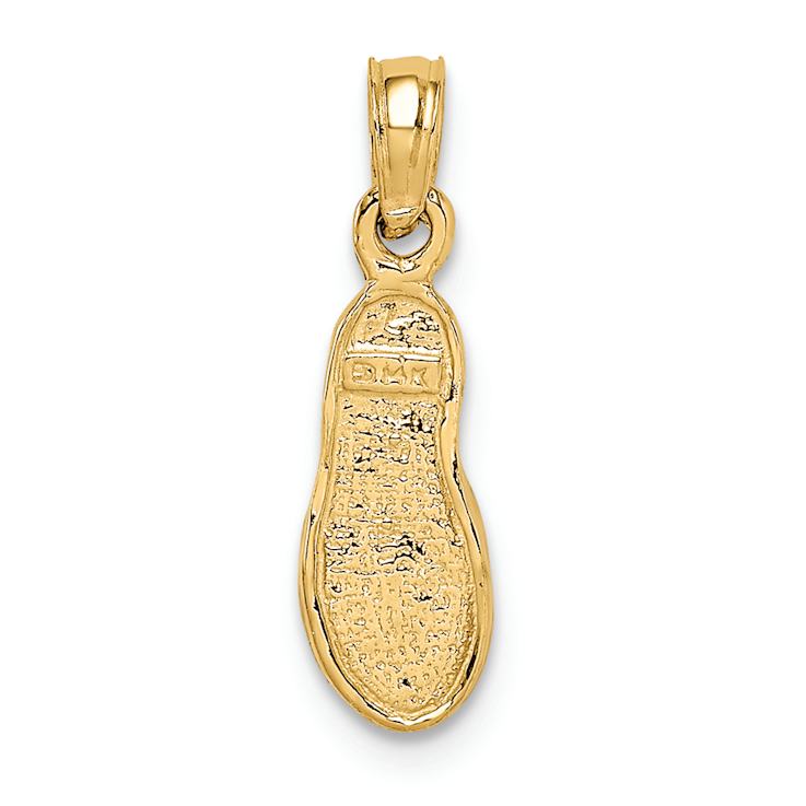 14K Two-tone Gold  Textured 3D Single Flip-Flop Pendant