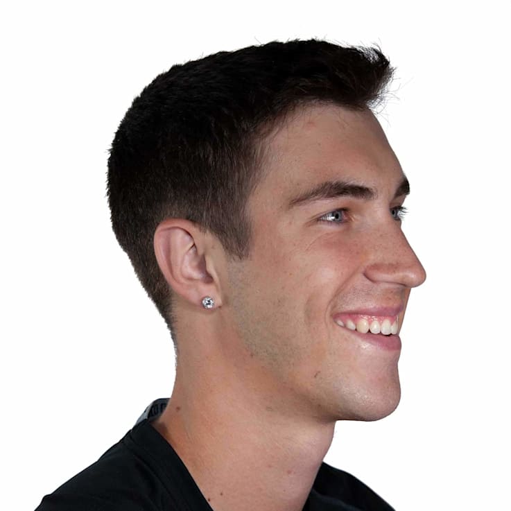 White Cubic Zirconia 14k White Gold Studs With Velvet Gift Box 2.50ctw