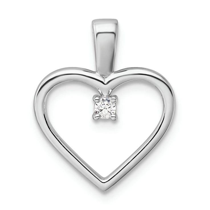 Rhodium Over 14k White Gold Diamond Heart Pendant