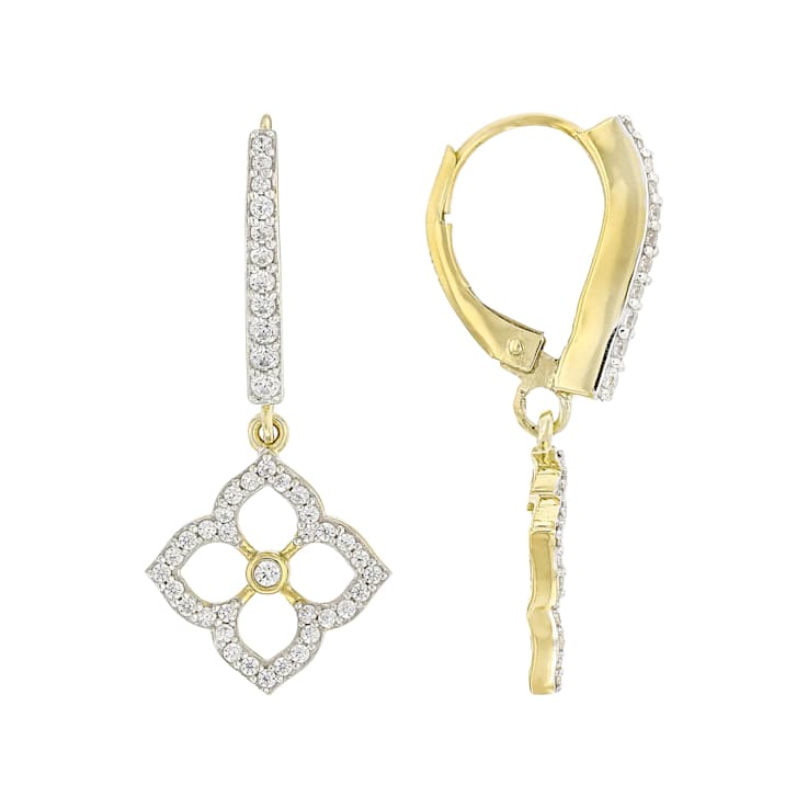 Graceful CZ Teardrop Earrings In 18K Gold Over Sterling Silver