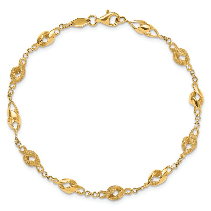 10k Yellow Gold Polished and Laser Design Spiral Link Bracelet
