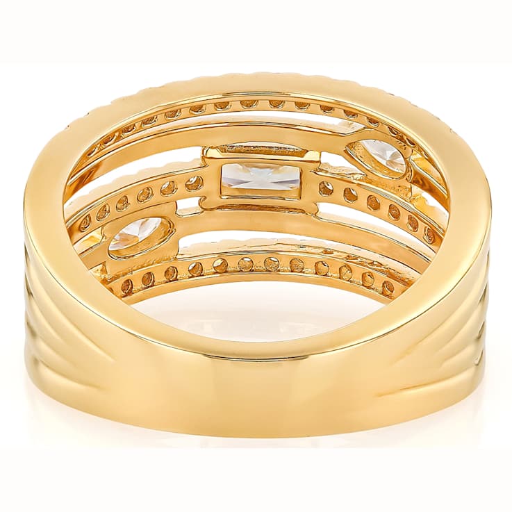Multi-Shape Moissanite Multi-Row Ring In 14K Gold Over Sterling Silver