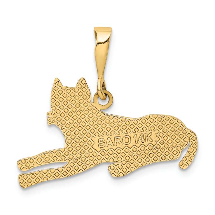 14k Yellow Gold Textured Pit Bull Pendant
