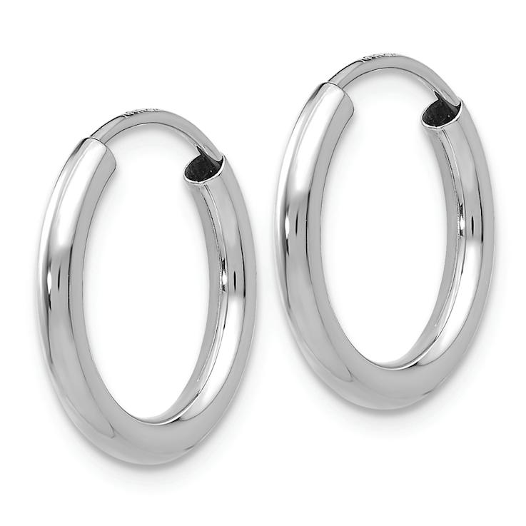 Rhodium Over 14k White Gold 5/8" Polished Endless Hoop Earrings