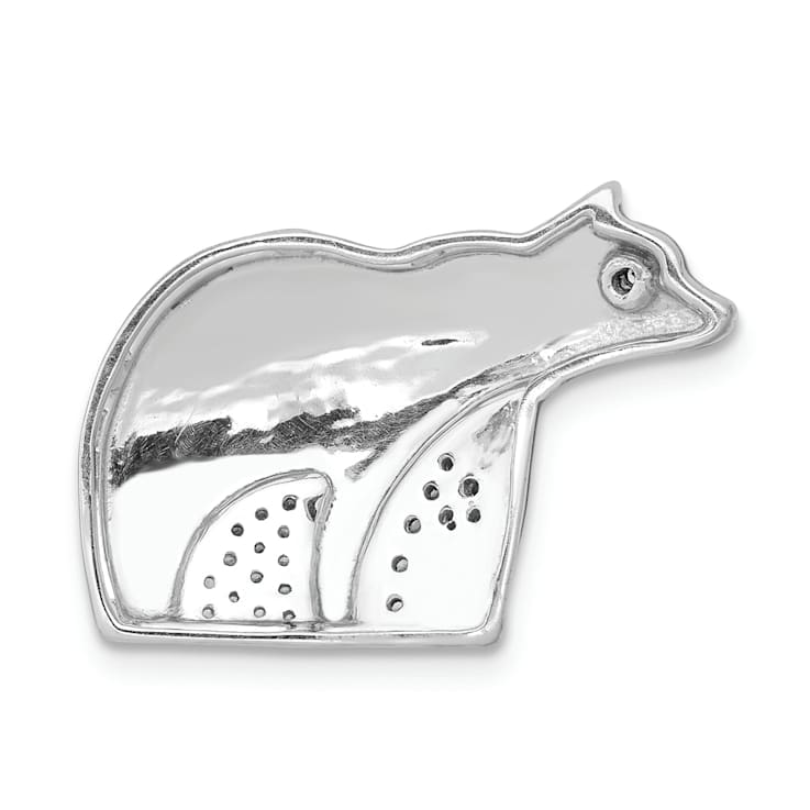 Rhodium Over 14k White Gold Diamond Bears Chain Slide Pendant