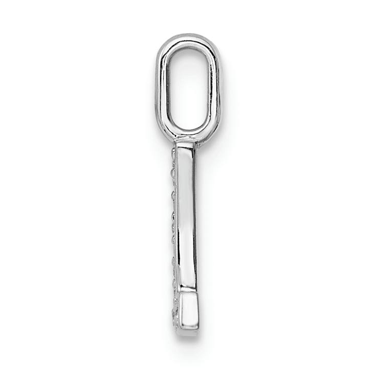 14K White Gold Diamond Letter L Initial Pendant