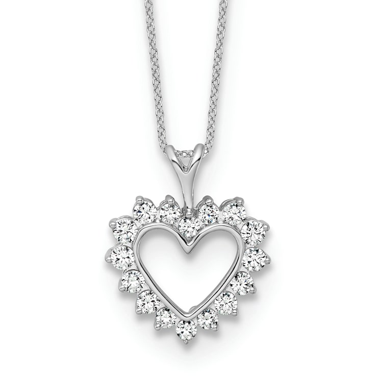 Rhodium Over 14k White Gold Lab Grown Diamond VS/SI GH, Heart Pendant Necklace