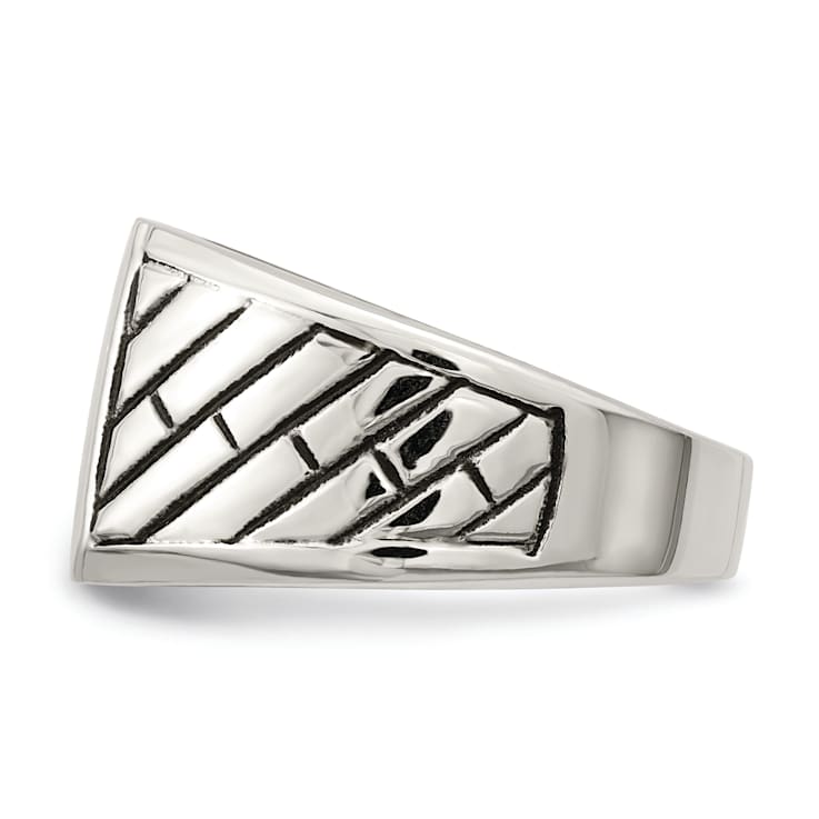 Stainless Steel Polished with Black Enamel Signet Ring - 1B8QMA Stainless Steel Polished with Black Enamel Signet Ring - 1B8QMA