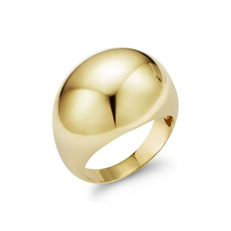 Polished Bold Dome Ring In 14K Gold Over Sterling Silver