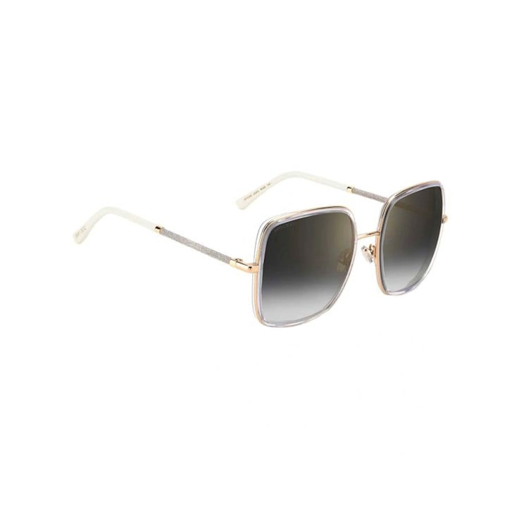 Jimmy Choo Crystal Clear and Gold Tone Frame /Gray Lens Sunglasses