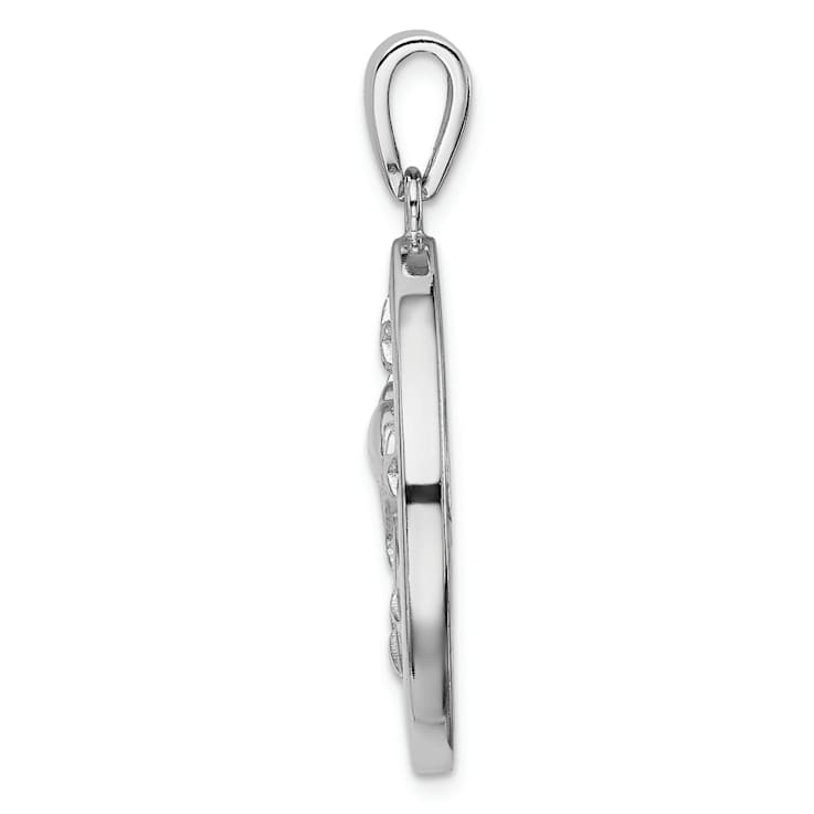 Rhodium Over Sterling Silver Blue Lab Created Opal Dolphins Pendant