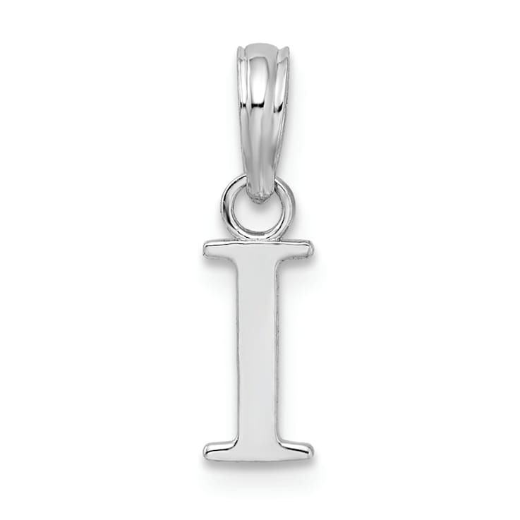 Sterling Silver Polished Block Initial -I- Pendant
