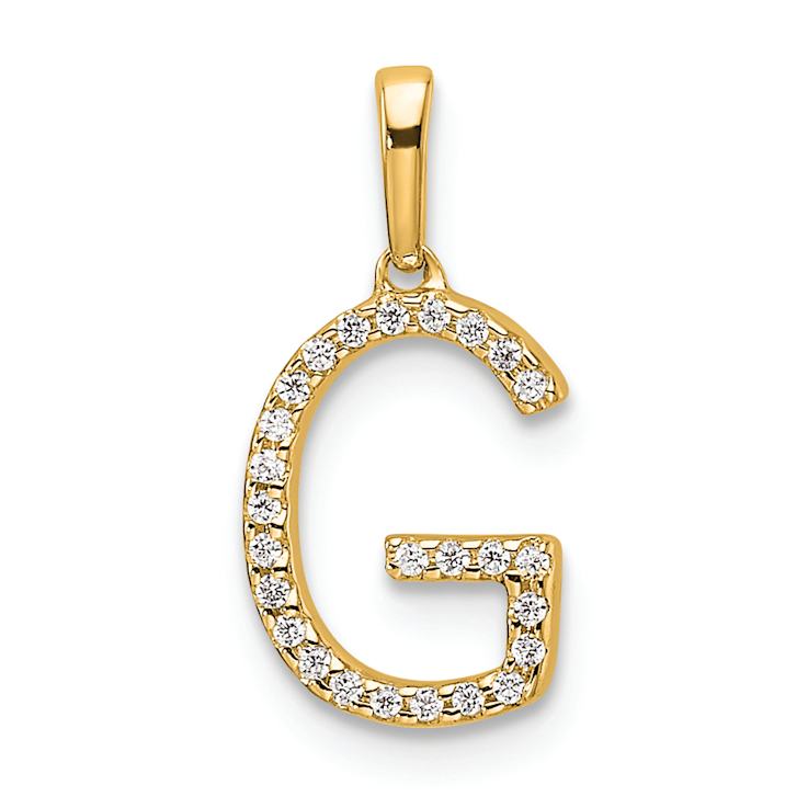 14k Yellow Gold Diamond Letter G Initial Pendant